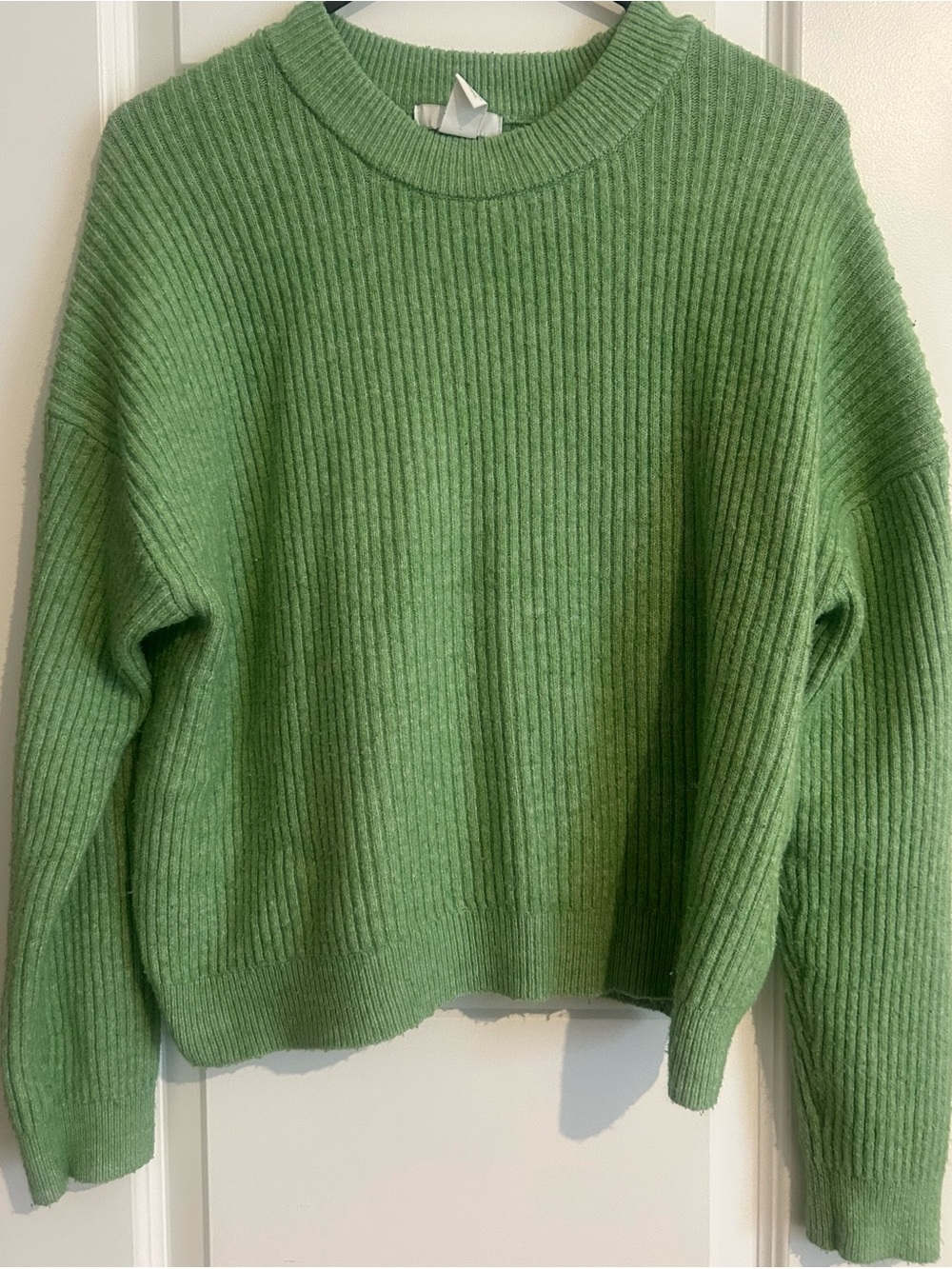 H&M Light Green Ribbed Crewneck Sweater